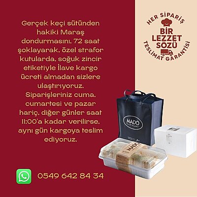 72 SAAT ŞOKLU ŞEHİRLER ARASI YAŞAR HAKİKİ GELENEKSEL SADE MARAŞ DONDURMASI (2*500 GR) - 2