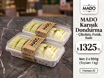 MADO 72 SAAT ŞOKLU ŞEHİRLER ARASI  ÇİKOLATA-FISTIK-SADE DONDURMA (1000 GR)