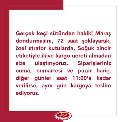 ŞEHİRLER ARASI YAŞAR HAKİKİ GELENEKSEL SADE MARAŞ DONDURMASI (1000 GR) - Thumbnail
